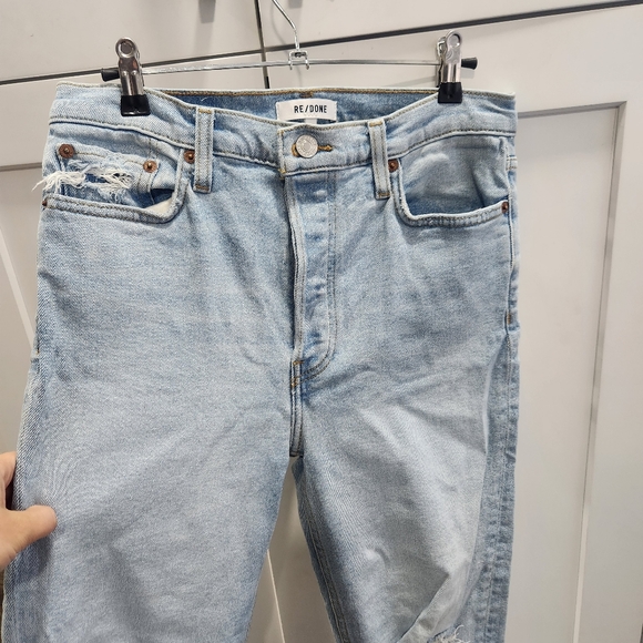 Re/Done 70s Stove Pipe High Rise Straight Leg Jeans Distressed 29 - Picture 4 of 13